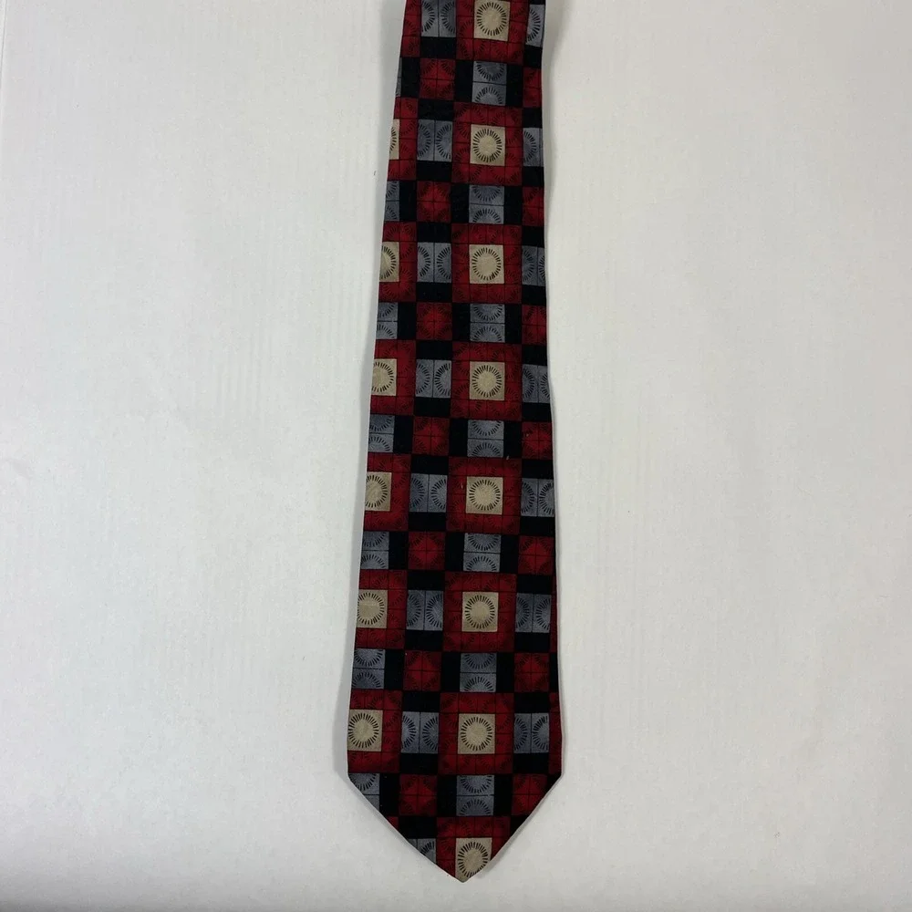 J Blades and Co Mens Tie  4 in W x L 63 in Silk Red Black Silver Blue